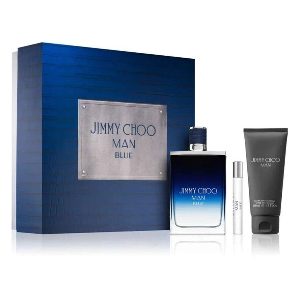 JIMMY CHOO Man Blue Set de 3piezas Spray 100ml, SG y spray de viaje.