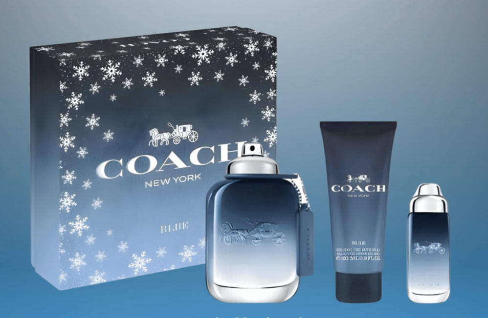 Coach Blue para Hombre set de 3 piezas Eau de Toilette spray/ Gel de ducha/ Spray de viaje.